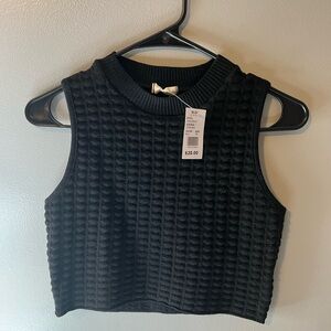 Black Textured Sleeveless Top